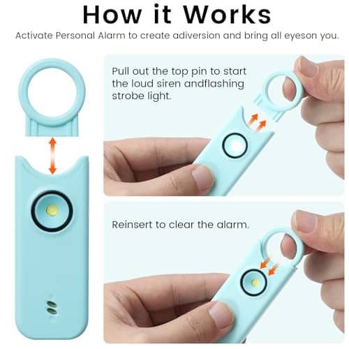 TIPSEAN Personal Safety Alarm - 135dB Ultra Loud Siren with LED Strobe Light, USB-C Rechargeable, Compact Keychain Alarm for Women/Men, Emergency Flashlight & Vibration Alert(Blue) - Thumbnail 2