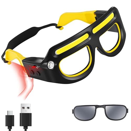 NIRIAHO Adjustable Headlamp Glasses with Motion Sensor Rechargeable Headlight Safety Glasses for Camping Hiking Fishing Cycling (Yellow) - Image 1