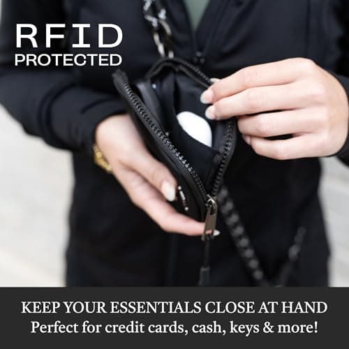 Save the Girls Active Twin Rope Clip and Go Phone Strap (Black) – Cell Phone Lanyard for Life on The Move – Crossbody Phone Strap Chain with Zipper Wallet Pouch – Hands-Free Phone Lanyard - Thumbnail 6