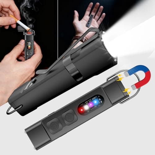 SKYFIRE 2Pack Rechargeable EDC Flashlight with Electric Lighter,Clip and Magnetic Base,Mini Flash Lights with UV Red and White LED Light Portable Pocket Light for Outdoors Indoor Emergency Working - Image 1