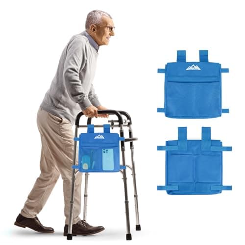 supregear Walker Side Bag, Water Resistant Accessory Basket Pouch for Folding Walkers, Lightweight Hand Free Storage Carrier Tote, Universal Size Seniors Caddy Attachment, Blue - Image 1
