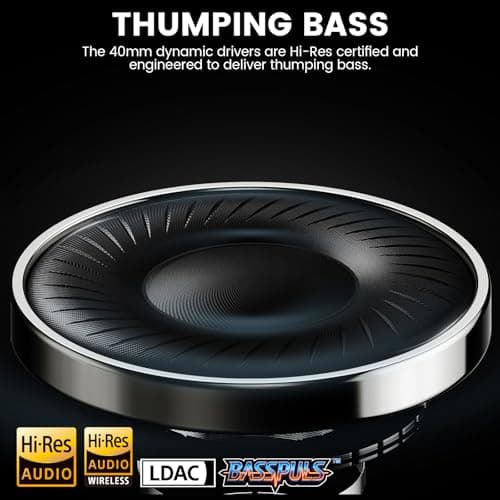 1Mii Y8+ Hybrid Active Noise Cancelling Headphones, 100H Ultra Playtime, Bluetooth 6.0 Over Ear, Wireless Hi-Res Audio & Deep Bass, Comfort for Travel & Home Office, AI Chat & Custom EQ via APP, Black - Thumbnail 2