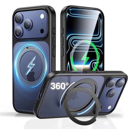 SMARTDEVIL Magnetic Stand for iPhone 17 Pro Case,[Built-in Invisible Kickstand][Compatible with MagSafe] [Military Grade Shockproof] 360° Magnetic Stand Phone Case, Black - Image 1