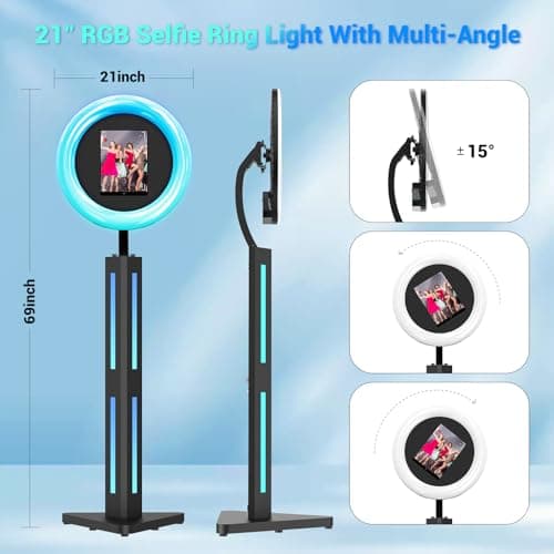 Photo Booth Compatible with Ipad 12.9in 11in 10.9in 10.2in, Photo Booth Machine with ChackTok PhotoBooth VIP Member, Ring Light, Selfie Photo Booth for Parties,Wedding and Events - Thumbnail 4