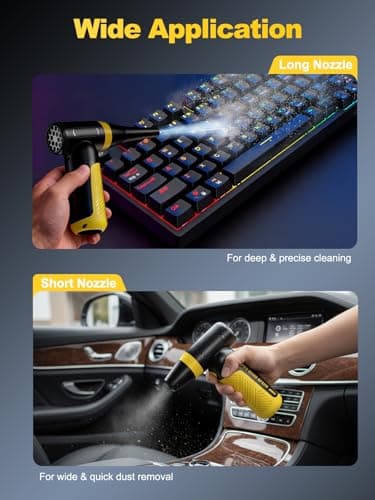 DEEBOX Electric Compressed Air Duster & Blower, 150000 RPM Super Power Adjustable Air Duster, 3 Speed Cordless Mini Blower, USB Rechargeable (5V/2A), Portable Dust Remover for Computer Keyboard Car - Thumbnail 5