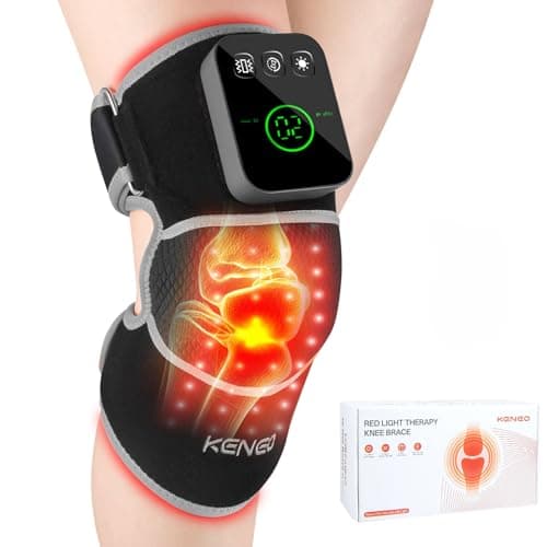 Keneo Red Light Therapy Knee Brace with Vibration Massage - 660nm & 850nm Infrared Light Therapy for Knee Pain Relief, 3 Heat Levels, 3 Massage Modes, Wireless & 5000mAH Rechargeable (Grey) - Image 1