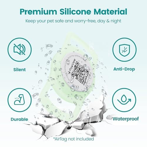 for Airtag Dog Collar Holder with QR Code ID Tag, Glow in The Dark, Fluorescent Silicone for Airtag Case for Dog Collars, Scan Instant Alert, Emergency Contact, Pet Online Profile (Green) - Thumbnail 5