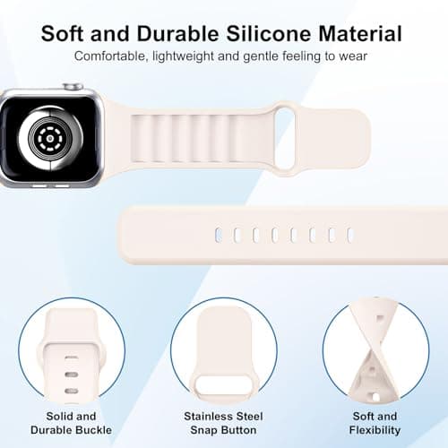 8 Pack Sport Band Compatible with Apple Watch Bands Women Men 40mm 38mm 41mm 42mm 44mm 45mm 49mm 46mm,Silicone Waterproof Strap for iWatch Apple Watch Series11 10 9 8 7 6 5 4 3 2 1 SE Ultra - Thumbnail 2