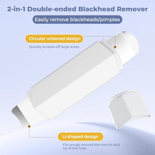 Blackhead Remover Tool for Nose Pore,Dual-Head Face Scraper & Pore Cleaner for Deep Facial Cleansing, U Shaped & Circular Widened Head Skin Care Tool for Men and Women (White) - Thumbnail 5