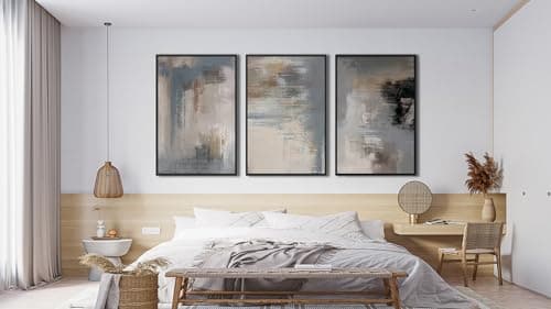 Large Framed Canvas Wall Art - Modern Grey Abstract Pictures for Living Room Aesthetic Rustic Wall Decor Black Float Framed Paintings Retro Prints for Bedroom Dinning Room 16" X 24" X 3 - Thumbnail 3