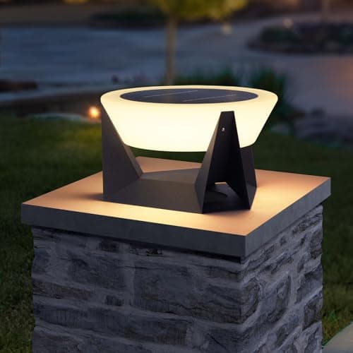 MVBT Large Solar Post Lights, 15" Solar Column Lights Outdoor, 3000K Modern Pillar Light Waterproof, Dusk to Dawn Patio Lantern, LED Luxury Pool Column Lamp for Yard Garden Pathway Entrance Posts - Image 1