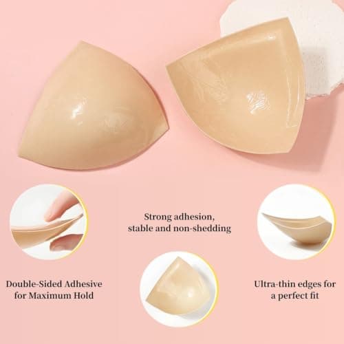 DEPOVOR Large Size Double-Sided Sticky Inserts Lightly Padded for D+ Cups, Reusable Adhesive Lifting Bras for Large Bust Nude - Thumbnail 2