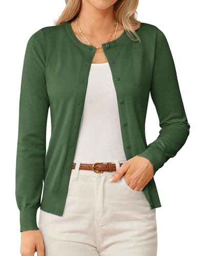 GRACE KARIN Womens Green Cardigan Sweaters Trendy Summer Lightweight Cardigans for Women Shrug Outfits Clothes XXL - Image 1