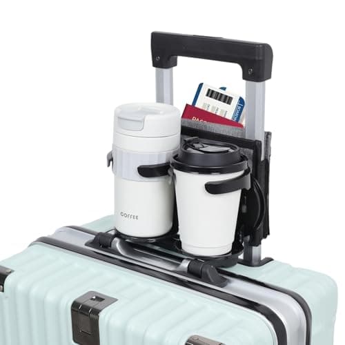 Vigorport Luggage Travel Cup Holder, Folding Drink Caddy for Suitcases - Hold Two Coffee Mugs Traveler Carry on Hands Free Accessory (Hook & Loop) - Image 1