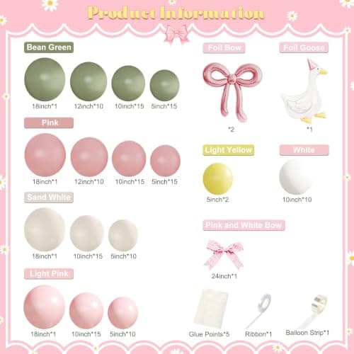 Roveair Goose Balloons Arch Kit Bow Goose Baby Shower Party Decoration - Thumbnail 3