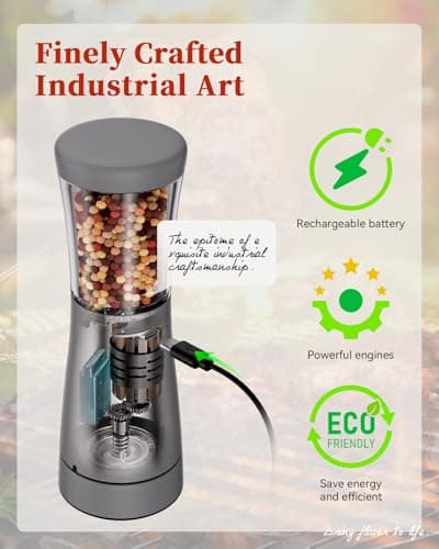 Electric Salt and Pepper Grinder Set with Storage Base, Stainless Steel Rechargeable Salt and Pepper Grinder Set with 4.5 oz Large Capacity, 1.8" Wide Mouth, Adjustable Coarseness, Ideal for Kitchen - Thumbnail 4