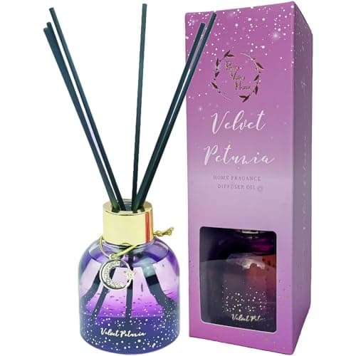 Reed Diffuser Set, Pretty Valley Home Diffuser 80Ml / 2.7 fl OZ Gift Box - Includes Reed Diffuser Sticks, Long Lasting Fragrance Oil and Glass Bottle for Office Living Room Decor (Velvet Petunia)