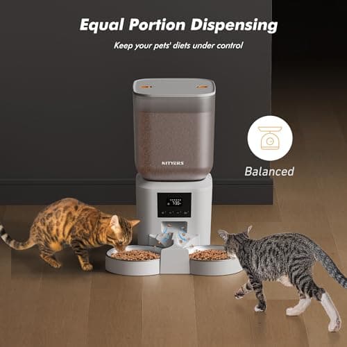 Automatic Cat Feeder for 2 Cats - 8L/34 Cups Large Capacity Auto Cat Food Dispenser with LCD Screen, 2 Food Trays, Timed Feeder, Up to 50 Portions 6 Meals Per Day, Keep Fresh - Thumbnail 6