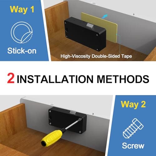 Drawer Lock RFID Card NFC Hidden Cabinet Lock for Kitchen Pantry Furniture eLinkSmart Cupboard Door with Bluetooth APP Child Safety No Drilling Required Black - Thumbnail 4