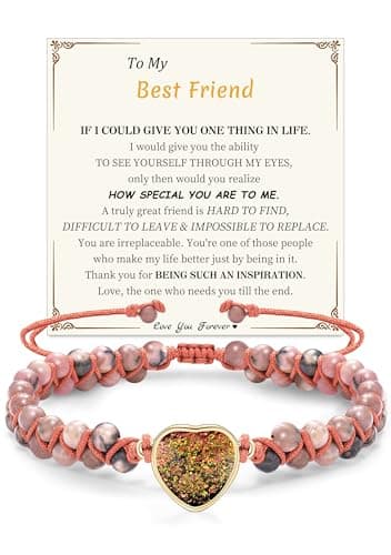 Sistble Gifts for Best Friend Women, Gifts for Women Teens Jasper Heart Bracelet Gift for Best Friend Natural Stone Bracelets Bestie Sister Birthday Gifts Friendship Jewelry - Image 1