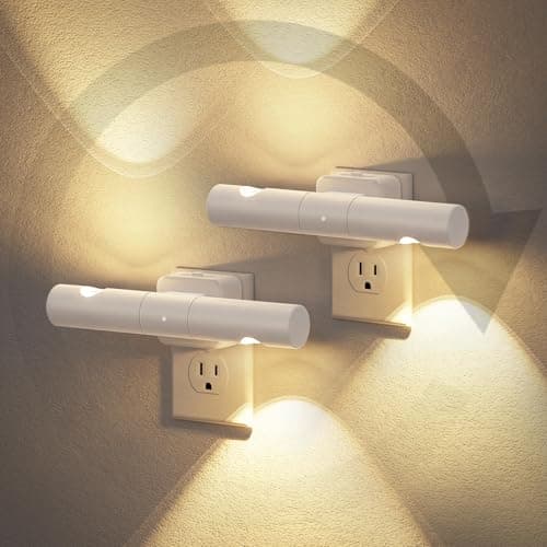 JandCase LED Night Light, 2 Pack Modern Night Lights Plug into Wall, Dusk-to-Dawn Sensor with 3000K Soft White, 0-100LM Dimmable Night Lights for Bathroom/Hallway/Bedroom/Stairway - Image 1