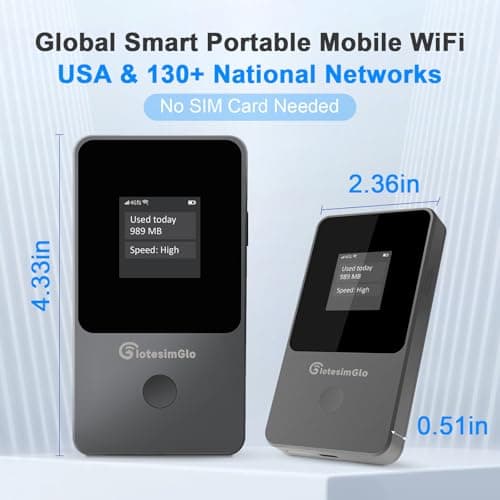 IotesimGlo Mobile Hotspot Portable WiFi Hotspot for Travel & Business, 4G LTE Hotspot USA &130+ Countries, No SIM Card Needed, 12h Life, Pocket WiFi Free 15GB US Data, Connect Up to 8 Devices - Thumbnail 2