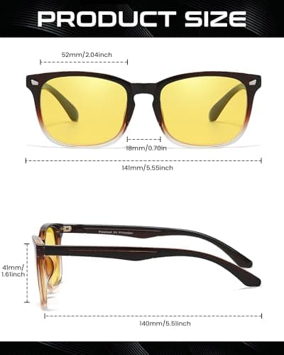 SODQW Night Driving Glasses for Women Men Polarized Anti Glare Night Vison Glasses for Nighttime Driving UV400 Yellow Lens 26 - Thumbnail 4