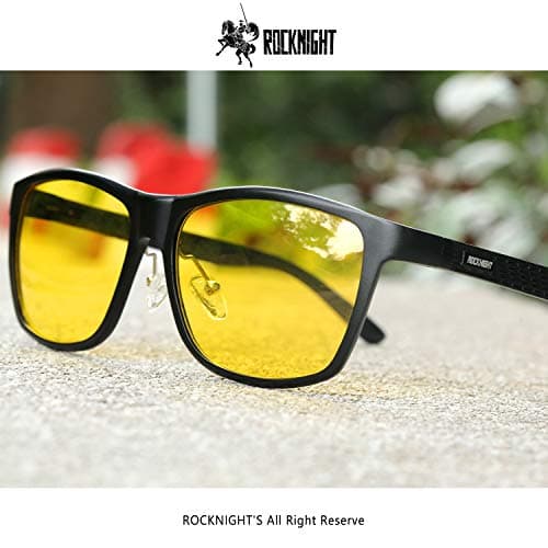 ROCKNIGHT Night Vision Glasses HD Driving Sunglasses for Men Polarized UV Protection Driving Anti Glare Yellow UV Sunglasses Metal Frame - Thumbnail 2