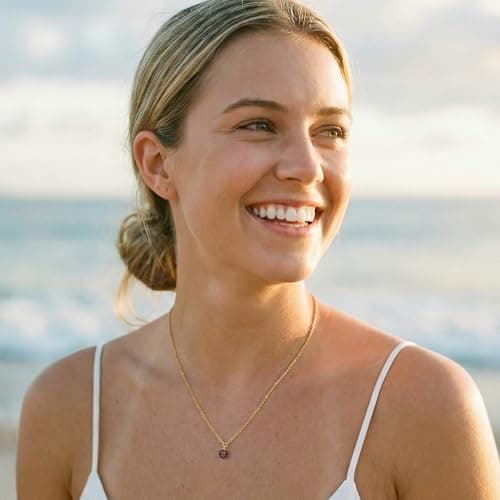 MYEARS Birthstone Necklace for Women 14K Gold Plated Dainty Purple Flower Pendant Necklace Cute Tiny Charm Birthday Gifts Jewelry for Women Trendy - February - Thumbnail 3