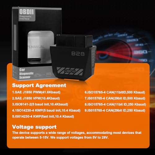 2026 B28 Bluetooth 5.3 OBD2 Scanner, Engine System Exclusive Diagnostic Tool, Does Not Support ABS/SRS/Airbags, Free App, 1000+ Engine Codes, OBD-Powered, Compatible with iOS/Android, 1996+ Vehicles - Thumbnail 6