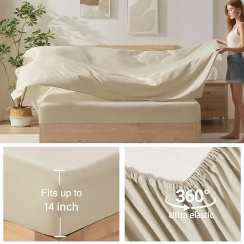 Homelike Moment California King Comforter Set 7 Piece, Beige Bed in a Bag Cal King Size Set Lightweight and Machine Washable - Thumbnail 4
