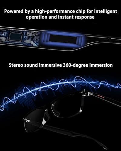 Orpnkna Smart Glasses, Bluetooth Glasses with Auto On/Off, Open-Ear Audio, Voice Assistant, Unisex Design for Men and Women - Thumbnail 4