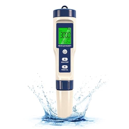 Pool Salt Tester & PH Meter - 5-in-1 Digital TDS Meter for Salinity PH Temp and EC, 0.01 High Accuracy, Swimming Pool, Hydroponics, Aquarium, Hot Tub, PPM Meter for Pool, Drinking Water, Wine, Food - Image 1