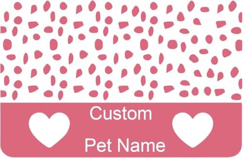 Personalized Dog & Cat Food Mat with Name Waterproof PU Pet Bowl Mat Non-Slip Rubber Bottom Easy Clean Available in(24"×16", 30"×20", 36"×24") | Pet Feeding Mat for Food & Water (Pink Love)