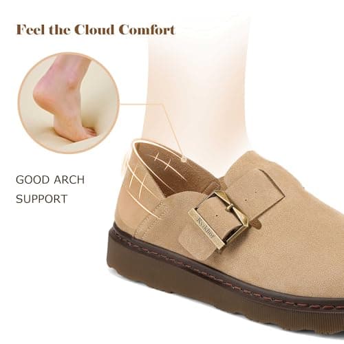 KYIKHOR Women's Comfortable & Lightweight Suede Leather Penny Loafers Slip-Ons Cute Business Casual Dress Shoes Work Office Flats Everyday Walking Shoes Driving Mocs for Women Khaki,8 M US - Thumbnail 6