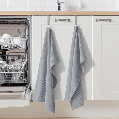 Homaxy Premium Kitchen Towels (18"x 28", 6 Pack), Large 100% Cotton Kitchen Hand Towels, Ultra Absorbent Ribbed Terry Tea Towels Set with Hanging Loop, Grey - Thumbnail 6