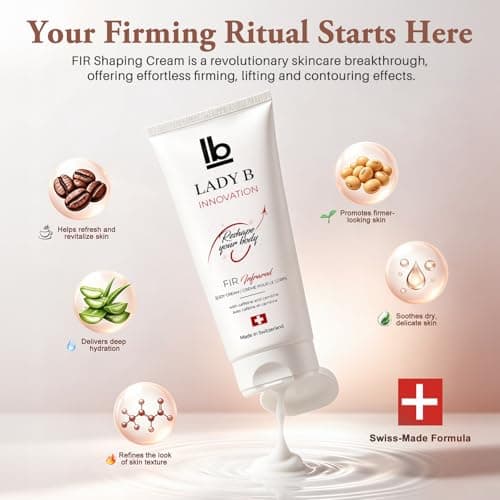 Lady B Firming Body Lotion with Caffeine & Shea Butter – 200mL Swiss-Made Cream + Italian FIR Short Tights – 2-in-1 System for Smoother, Tighter Skin & Cellulite Reduction – Oeko-Tex Certified - Thumbnail 2