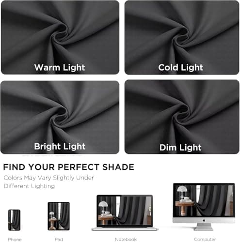 Joydeco Blackout Curtains 72 Inch Length 2 Panels Set, Thermal Insulated Long Curtains& Drapes 2 Burg, Room Darkening Grommet Drapes for Living Room Bedroom Window (Dark Grey, W52 x L72 Inch) - Thumbnail 6