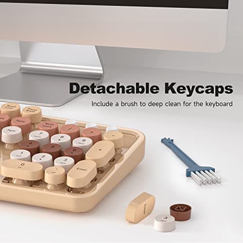 Atelus Computer Wired Keyboard, Plug Play USB Full-Size Keyboard with Large Number Pad, Caps Indicators, Foldable Stands, for Windows 7/8/10 PC Laptop (Milk Tea Colorful) - Thumbnail 5