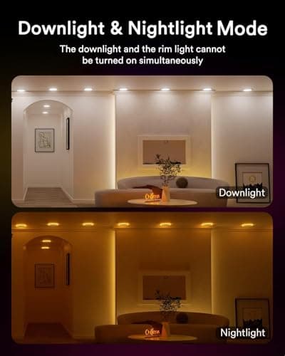Lumary RGBAI Smart Recessed Lighting 6 Inch with Gradient Accent and Night Ring, 12W 1000LM Wi-Fi LED Recessed Lights, LED Downlight Compatible with Alexa/Google Assistant/Siri, 4PCS - Thumbnail 4
