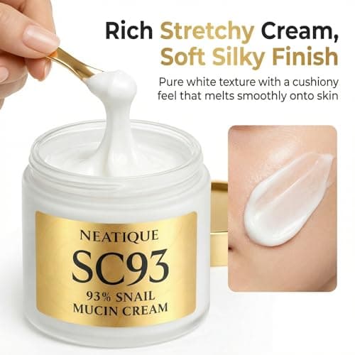 Neatique Snail Mucin Cream 93% for Skin Care, Intense Hydration & Dryness, SC93 Snail Mucin Moisturizer 120g, Natural Snail Secretion Filtrate & Non-GMO, Fast Absorbing & Non-Sticky, 4.23oz - Thumbnail 4