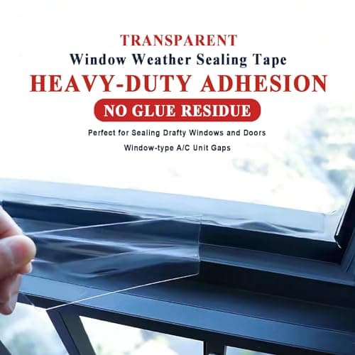 Dstorelhp Transparent Window Weather Sealing Tape, 2Inch x 262FT Clear Window Draft Isolation Sealing Film Tape, No Residue - Thumbnail 4
