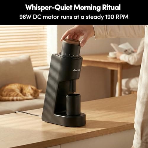 Single Dose Coffee Grinder,Wirsh Geimori GU38 Coffee Grinder with 38mm 6-Core Stainless Steel Conical Burr, 0.01mm Stepless Adjustment, Low Retention Espresso Grinder with Magnetic Dosing Cup,Black - Thumbnail 6
