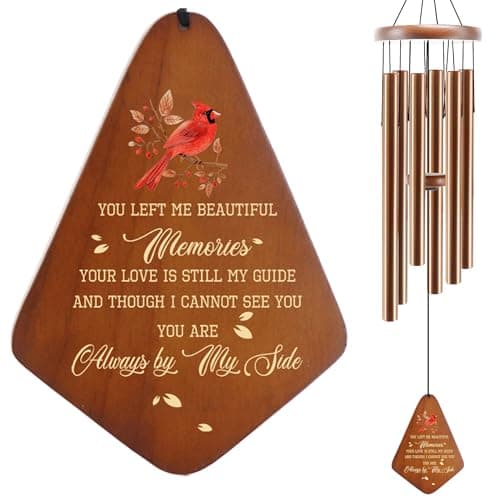 Memorial Sympathy Wind Chimes for Loss of Loved One 32'', Cardinal Wind Chimes in Memory of a Loved One, Cardinal Memorial Gifts, Bereavement Condolence Remembrance Gifts,Wooden,Brown - Image 1