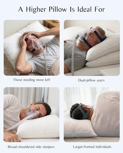 Joynox CPAP Pillow for Larger-Framed Men, Ergonomic Memory Foam Bed Pillow to Reduce Air Leaks, Facial Pressure, Height Adjustable for Side Back Stomach Sleepers, 23.6"x15.74"x5.11"/5.9" - Thumbnail 5