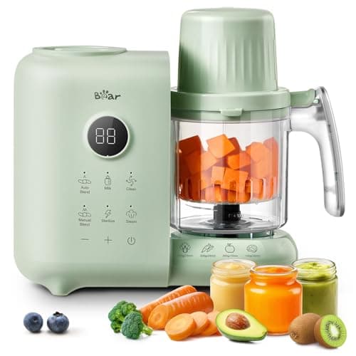Bear Baby Food Maker with 18.5oz Dual-Layer Steam Baskets, OneStep Baby Food Processor Steamer Puree Blender Grinder Mills, Auto Cooking Grinding&Sterili-zing for Healthy Homemade Baby Food, BPA-Free - Image 1