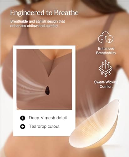 Popilush Wireless Pushup Bra for Women Seamless Comfortable Jelly Bras No Underwire Full Coverage Bralette Brown - Thumbnail 4