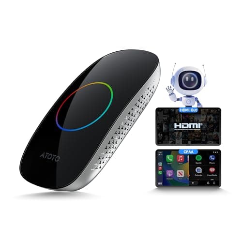 Wireless Carplay Adapter ATOTOOUT Magic AI Box - Wireless Android Auto Adapter, Support for YouTube, Netflix, TikTok, HDMI Output, Dual Wi-Fi AI-Powered, OTA, CB4DT-BK