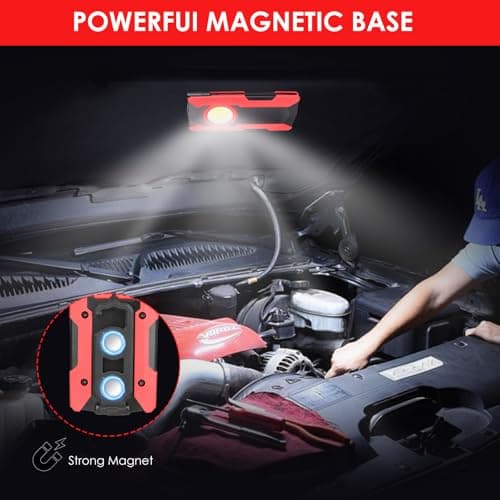Rechargeable LED Work Light, OTYTY 40W 2000LM Magnetic Work Light Battery Powered Portable Flood Light with Gooseneck Flashlight for Car Repairing, Camping, Inspection - Thumbnail 5