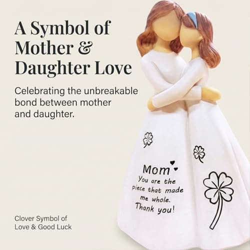 VDOR Mother Daughter Figurine for Mom: Hand-Painted Resin Statue Engraved “You Made Me Whole” – Treasured by Moms for 10 Years – Sentimental Gift for Mother’s Day or Birthday - Thumbnail 3